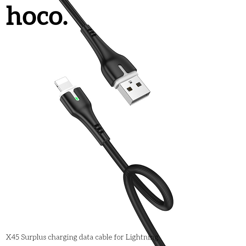 HOCO X45 Silicon Lightning Fast Charging Cable - Black (L=1M)