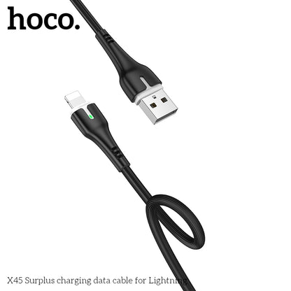 HOCO X45 Silicon Lightning Fast Charging Cable - Black (L=1M)