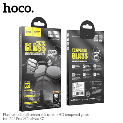 Flash attach full screen silk screen HD tempered glass Screen Protector for iP14 Pro Max/15 Plus (G1)