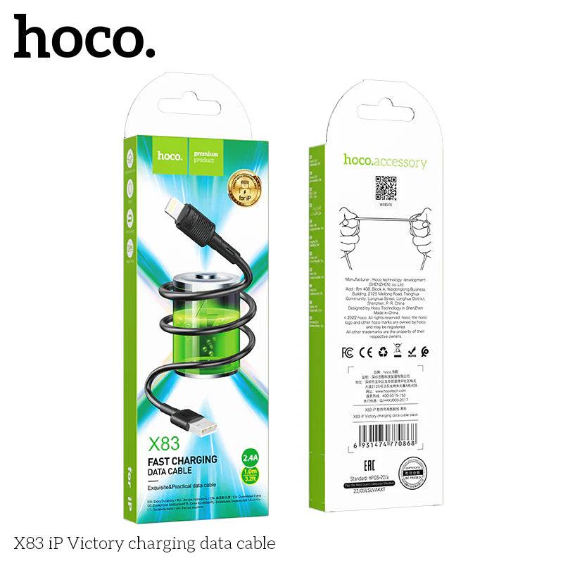 Hoco X83 iP Victory Charging Data Cable - Black