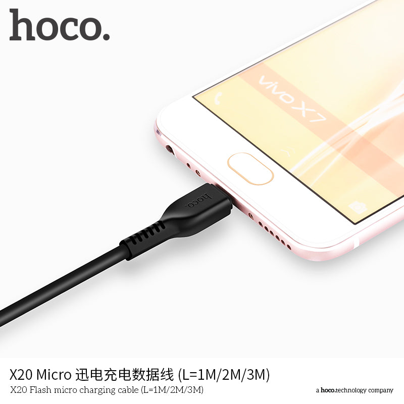 HOCO X20 Micro Charging Cable - Black (L=2M)