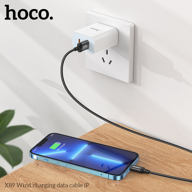 Hoco X89 Wind charging data cable iP - Black