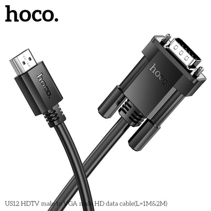 HOCO US12 HDTV male to VGA male HD data cable(L=2M)