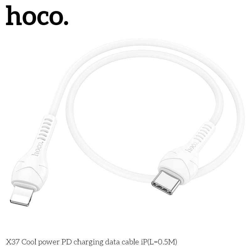 HOCO X37 Cool power charging data cable for iP(L=0.5M) White