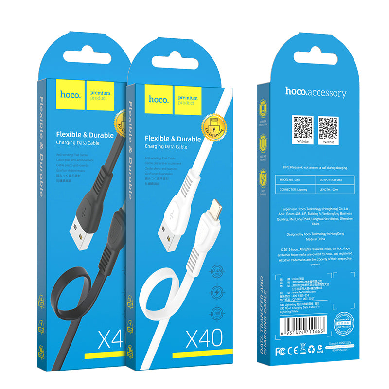 HCOO X40 Noah charging data cable for Lightning - White