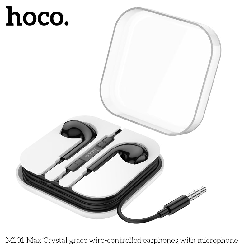 HOCO M101 Max Crystal grace wire-controlled earphones with microphone blk aux