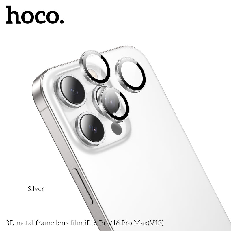 HOCO 3D metal frame lens film iP16 Pro/16 Pro Max(V13) - Silver