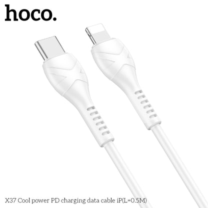 HOCO X37 Cool power PD charging data cable iP(L=0.5M) White