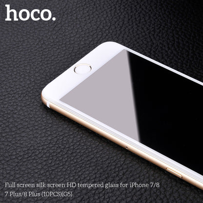 HOCO G5 Full Silk Screen HD Tempered Glass For iP7/8 White - 10 Pack