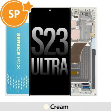 Samsung Galaxy S23 Ultra Service Pack Screen - Cream/ Silver