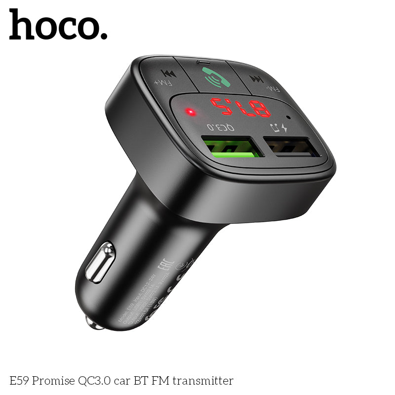 HOCO E59 Wireless FM Transmitter with Qc3.0 Fast Car Charger