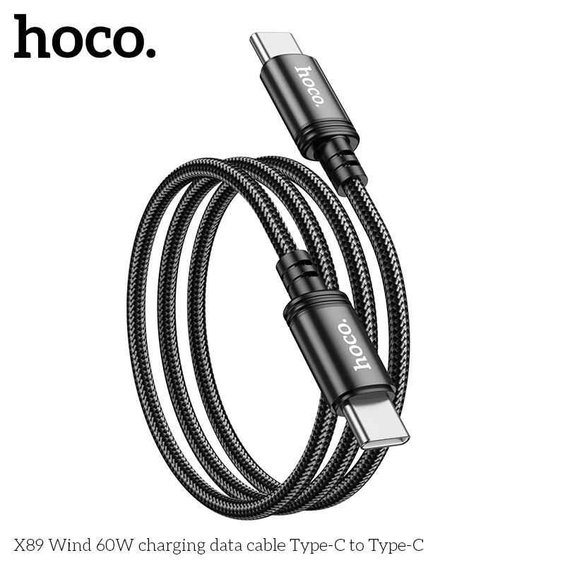 Hoco X89 Wind 60W Braid charging data cable Type-C to Type-C - Black