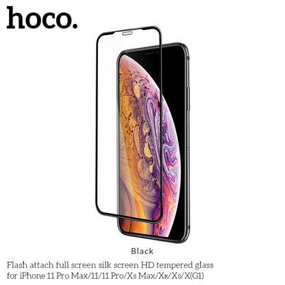 HOCO G1 Full Silk Screen HD Tempered Glass Anti-fingerprint For iPhone Xsm/11Pm [BW100]