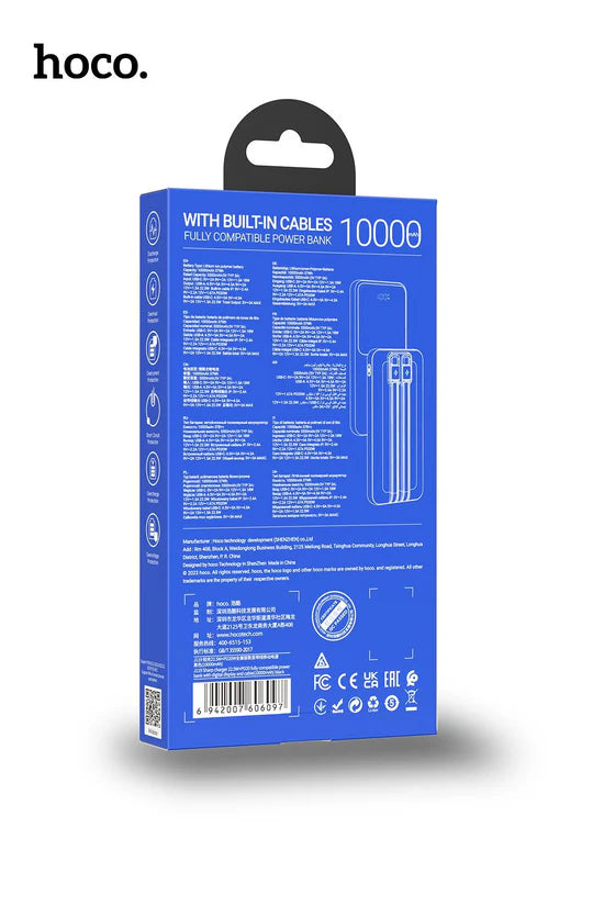 Hoco J119 Sharp charger 22.5W+PD20 fully compatible power bank with digital display and cable(10000mAh)