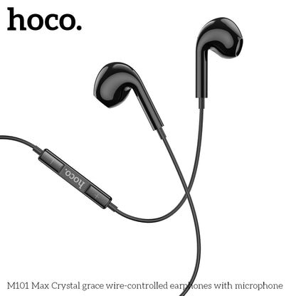 HOCO M101 Max Crystal grace wire-controlled earphones with microphone blk aux