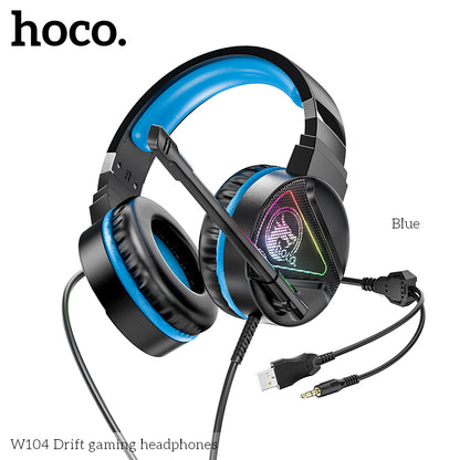 HOCO W104 Wired Gaming Headphones with Mic - Blue