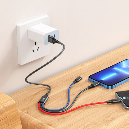 Hoco X76 3-in-1 Super charging cable(iP+Type-C+Micro)