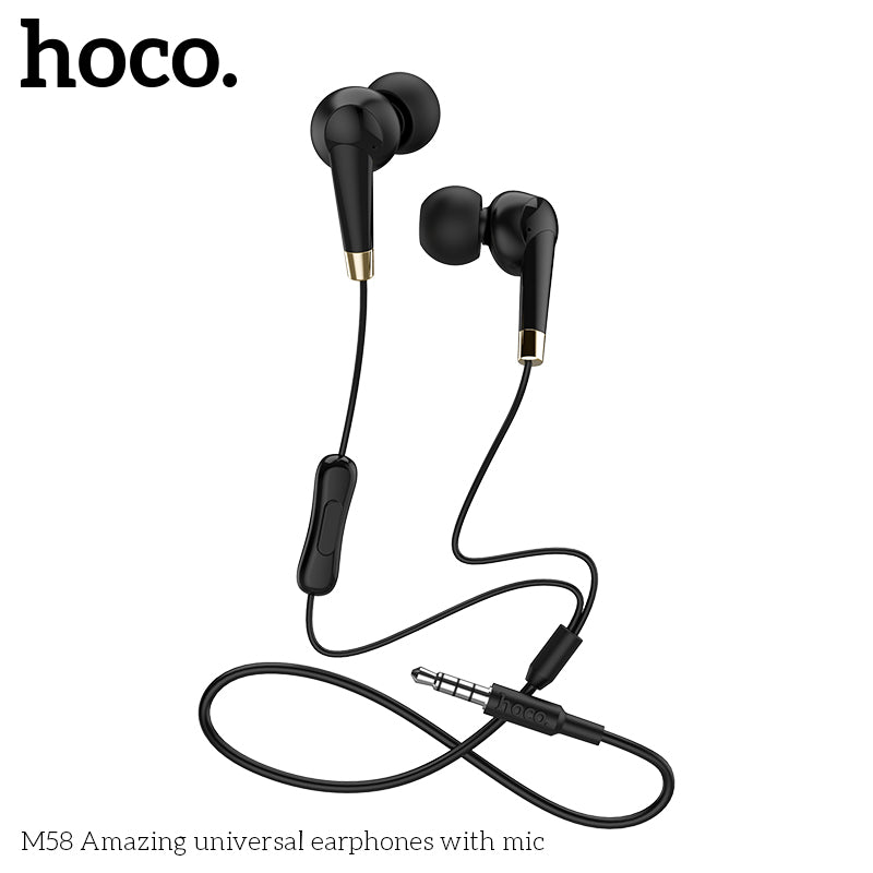 HOCO M58 Stereo Wired Headset with Mic - Black