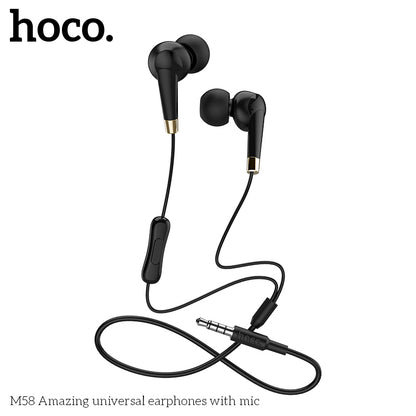 HOCO M58 Stereo Wired Headset with Mic - Black