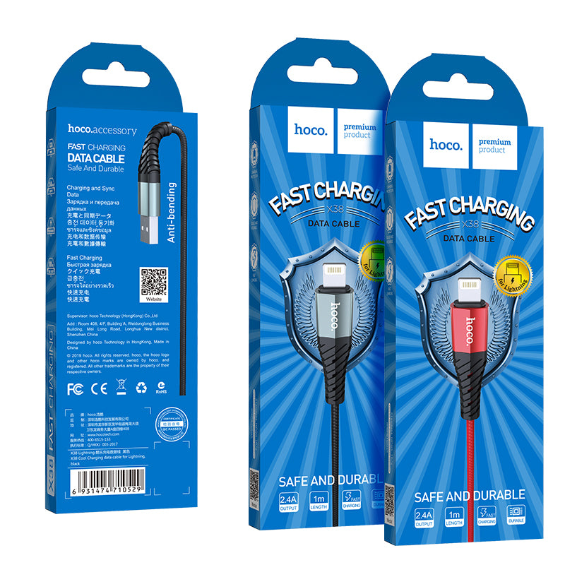 HOCO X38 Cool Charging data cable for Lightning Black 1m
