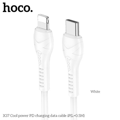 HOCO X37 Cool power charging data cable for iP(L=0.5M) White