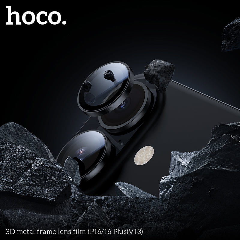 HOCO 3D metal frame lens film iP16/16 Plus(V13) - Black