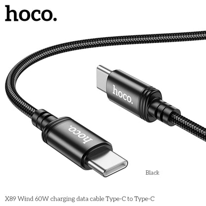 Hoco X89 Wind 60W Braid charging data cable Type-C to Type-C - Black