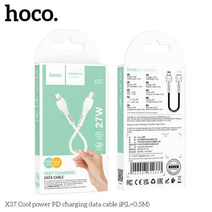 HOCO X37 Cool power PD charging data cable iP(L=0.5M) White