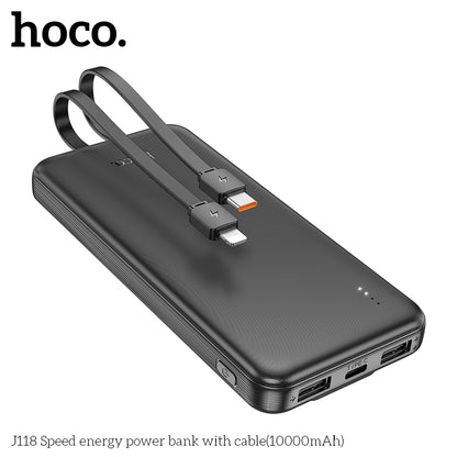 Hoco J118 Speed energy power bank with cable(10000mAh) - Black