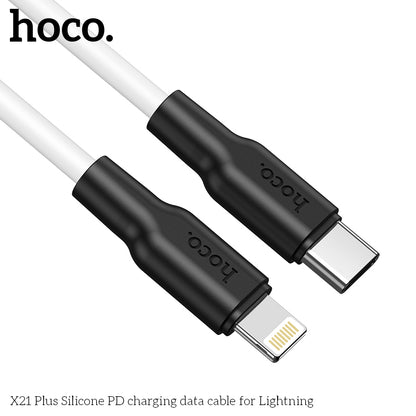 HOCO X21 Plus Silicone PD Type-C to Lightning Cable - White