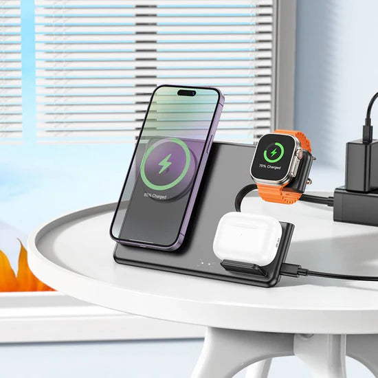 HOCO CQ1 Geek folding 3-in-1 magnetic wireless fast charger(for iWatch)