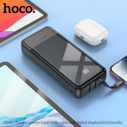 Hoco J114A Charger power bank with cable and digital display(20000mAh) - Black