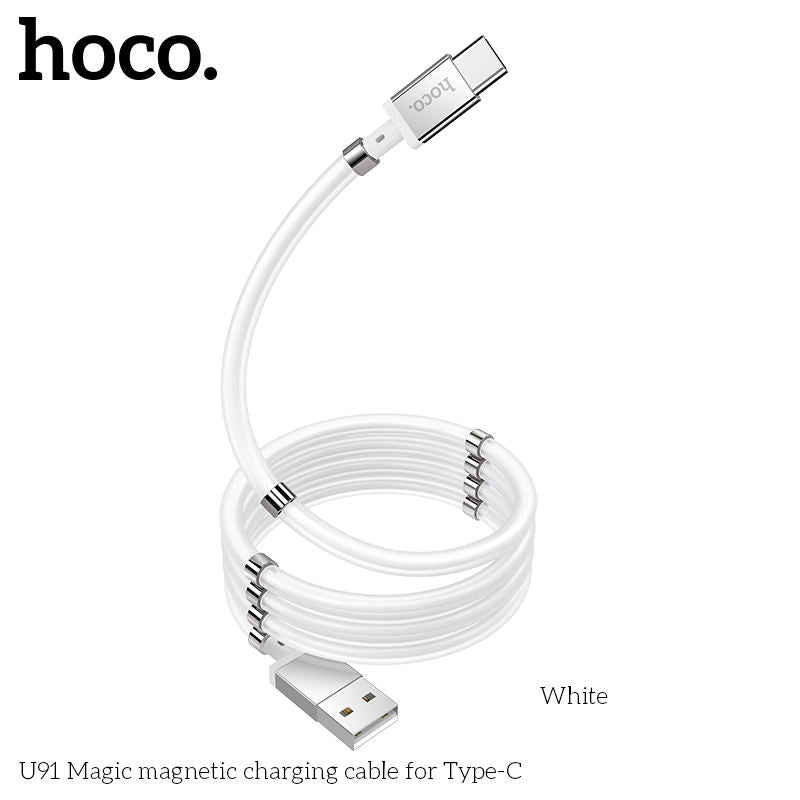 U91 Magic magnetic Type C Charging Cable - White