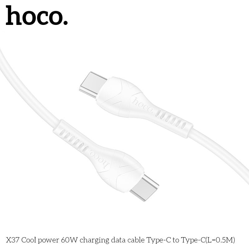 HOCO X37 Cool power 60W charging data cable Type-C to Type-C(L=0.5M) White