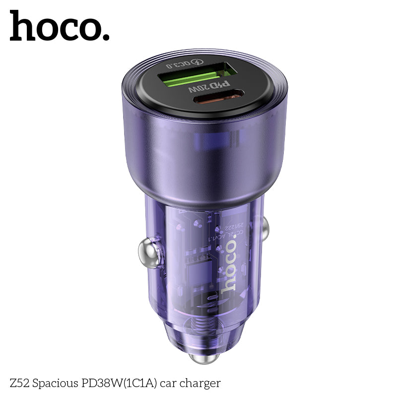 HOCO Z52 Spacious PD38W(1C1A) car charger - Black