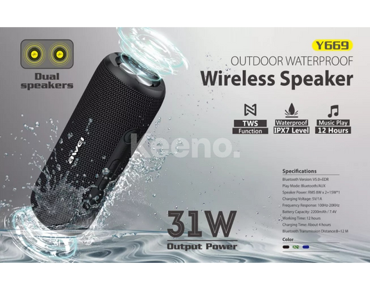 AWEI Y669 PORTABLE OUTDOOR WIRELESS SPEAKER Black