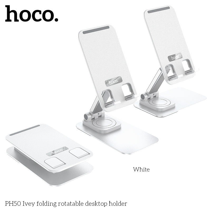 Hoco PH50 Ivey folding rotatable desktop holder - White