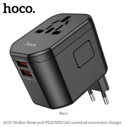 HOCO AC15 Walker three-port PD20W(1C2A) universal conversion charger