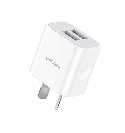 VFAN 10W WHITE 2USB Fast Charger AU/NZ Safety Tested - AU1