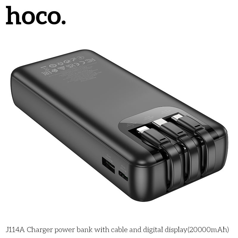 Hoco J114A Charger power bank with cable and digital display(20000mAh) - Black