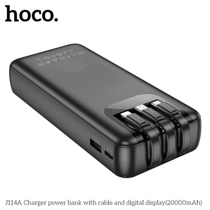 Hoco J114A Charger power bank with cable and digital display(20000mAh) - Black
