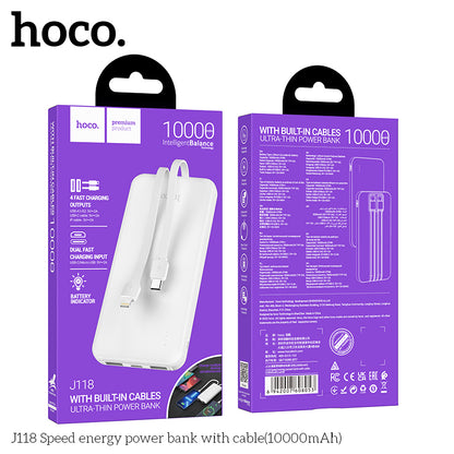 Hoco J118 Speed energy power bank with cable(10000mAh) - Black