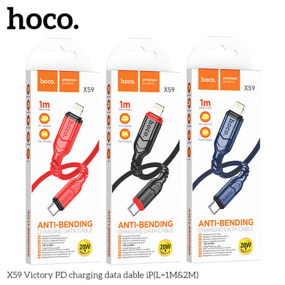 HOCO X59 Victory PD charging data cable iP(L=2M) Black [BW50]