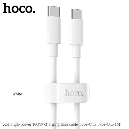 X51 Type-C to Type-C 100W Super High Power Charging Cable Laptop (L=1M)- White [BW30]