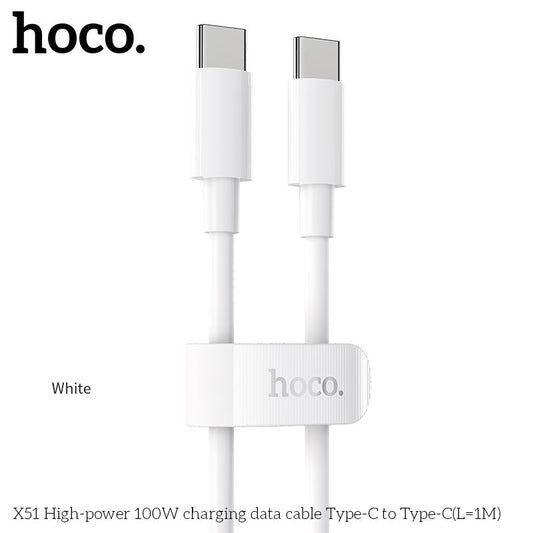 X51 Type-C to Type-C 100W Super High Power Charging Cable Laptop (L=1M)- White [BW30]