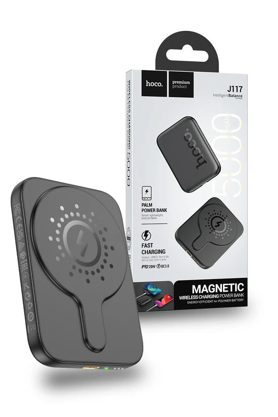 HOCO J117 20W Mini Wireless Charging Power Bank 5000mAh - Black