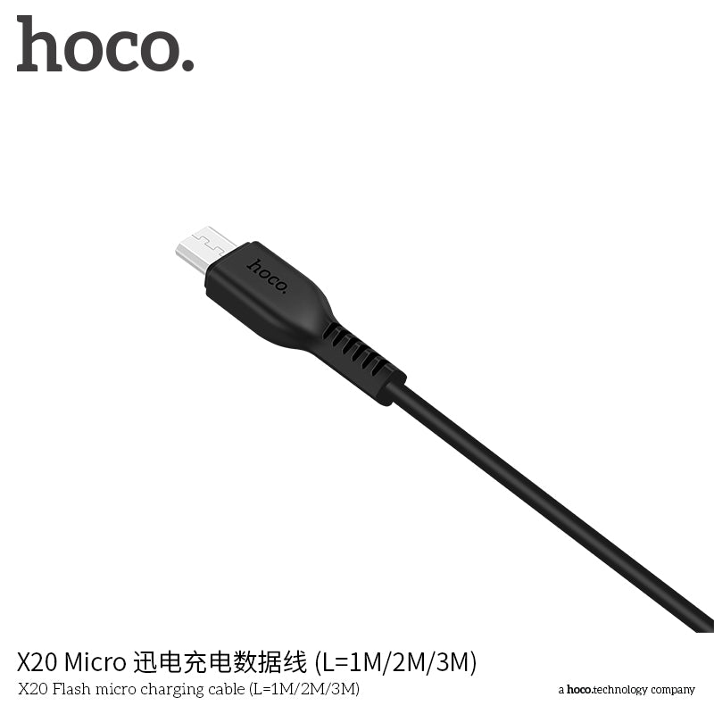 HOCO X20 Micro Charging Cable - Black (L=3M)