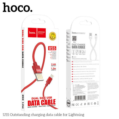 U55 Outstanding charging data cable for iPhone Lightning - Red