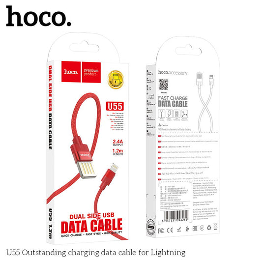U55 Outstanding charging data cable for iPhone Lightning - Red