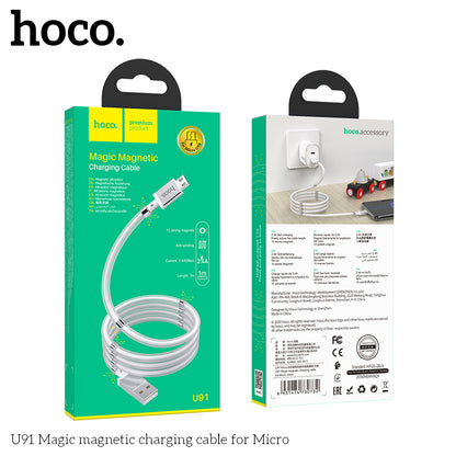 HOCO U91 Magic magnetic Micro Charging Cable - White